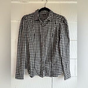 Eddie Bauer XS Fremont Flannel Puff-Sleeve Shirt